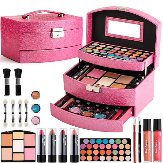 Hot Sugar Makeup Kit for Girls 10-12 | All-in-One Beginner Cosmetic Set with Real Tools & Cosmetics | Birthday Christmas Gift for Tweens, Teens & Kids (Rosy)