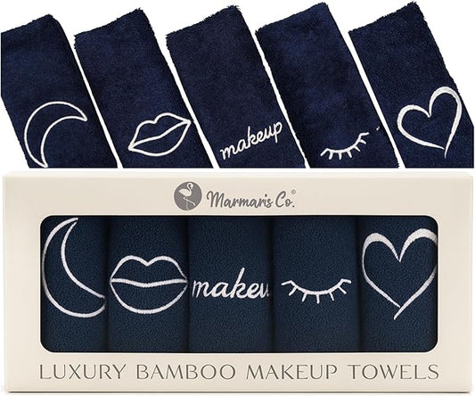 Makeup Washcloths for Face, 5-Pack Face Towels Reusable, 11.5 x 11.5, Gift-Ready Box, Viscose from Bamboo & Turkish Cotton