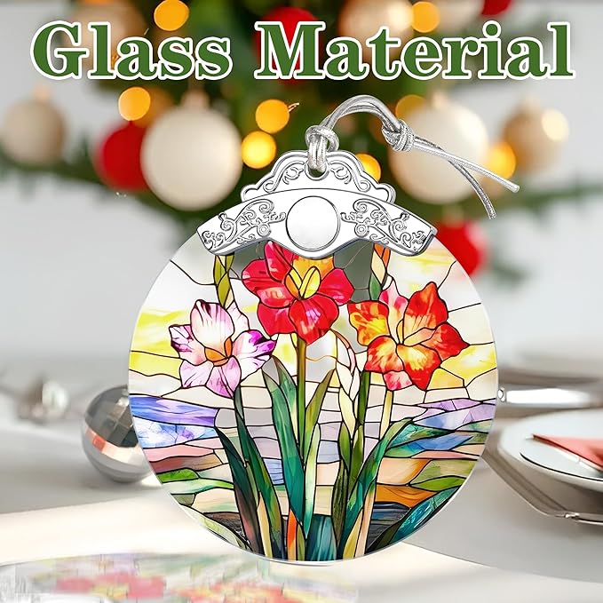 Christmas Ornaments: Stained Glass-Style August Birth Flower Ornament – Christmas Tree Decorations, Holiday Party Gifts, Mother's Day & Birthday Gifts for Women, Mom & Grandma | Birth Flower Gift