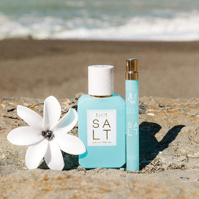 Ellis Brooklyn Salt Eau de Parfum, Fragrance with Ambergris, Tahitian Tiare, Ylang Ylang & Sandalwood - Tropical, Sensual Scent for Women - Vegan, Cruelty-Free Paraben-Free, 100ml / 3.4 Fl Oz