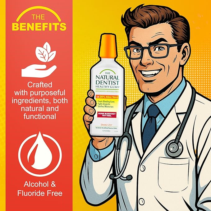 The Natural Dentist Healthy Gums Mouth Wash, Orange Zest, 16.9 Fl Oz