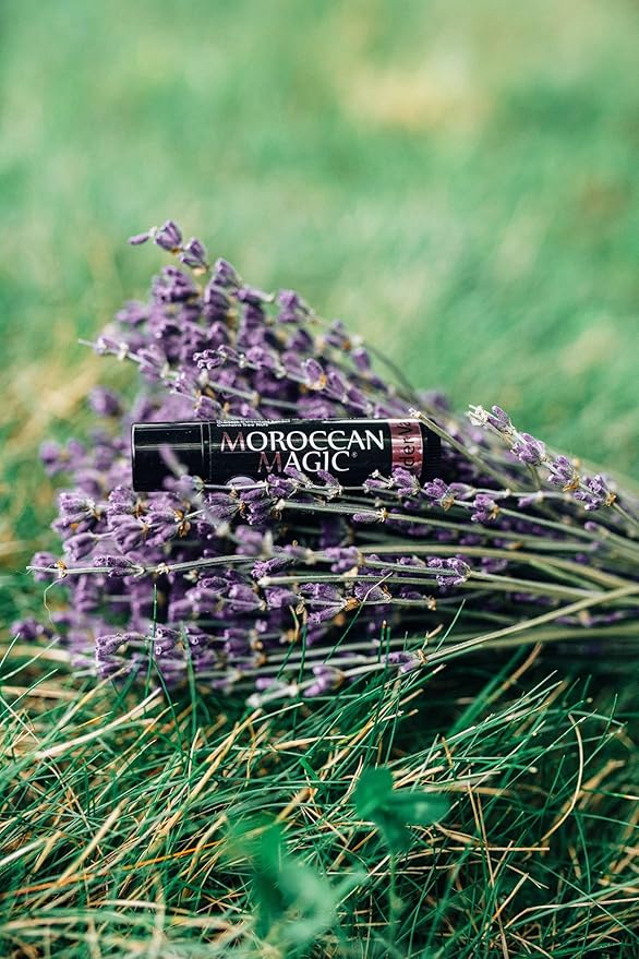 Moroccan Magic Organic Lavender Vanilla Lip Balm 3 Pack | Ultra-Hydrating Argan & Essential Oil Lip Moisturizer + Vitamin E | Natural Chapstick for Dry Lips | Smooth, Non-Toxic | Organic Lip Balm