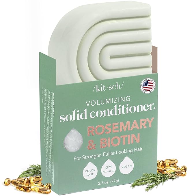 Kitsch Rosemary & Biotin Volumizing Hair Conditioner Bar for Hair Growth & Thickening – Hydrating & Cleansing Hair Conditioner for Women & Men - Paraben, Silicone & Sulfate Free - Made in USA - 2.7 oz