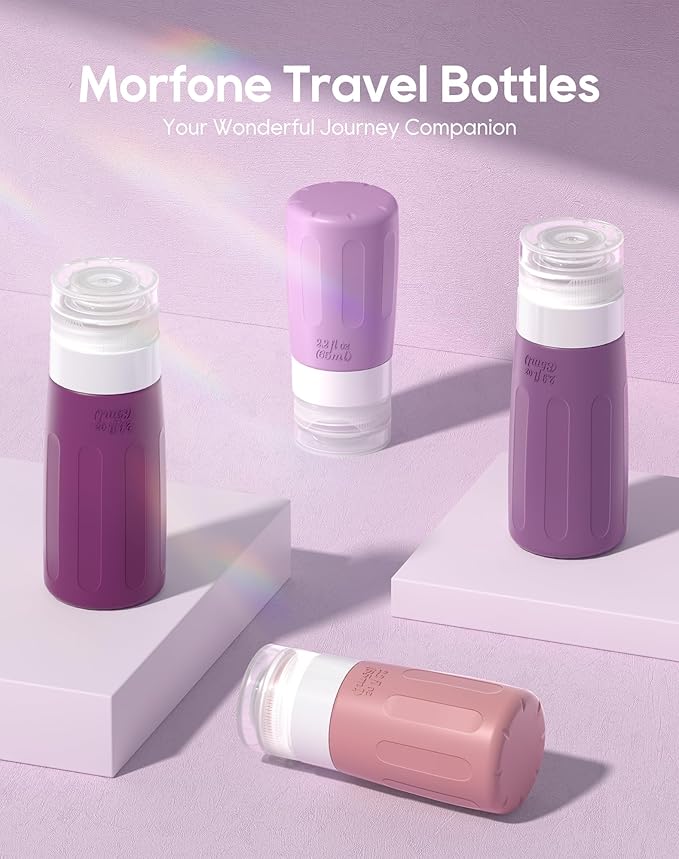 Morfone 16 Pack Travel Bottles Set for Toiletries, TSA Approved Travel Containers Leak Proof Silicone Squeezable Travel Accessories 2oz 3oz for Shampoo Conditioner Lotion Body Wash (BPA Free)
