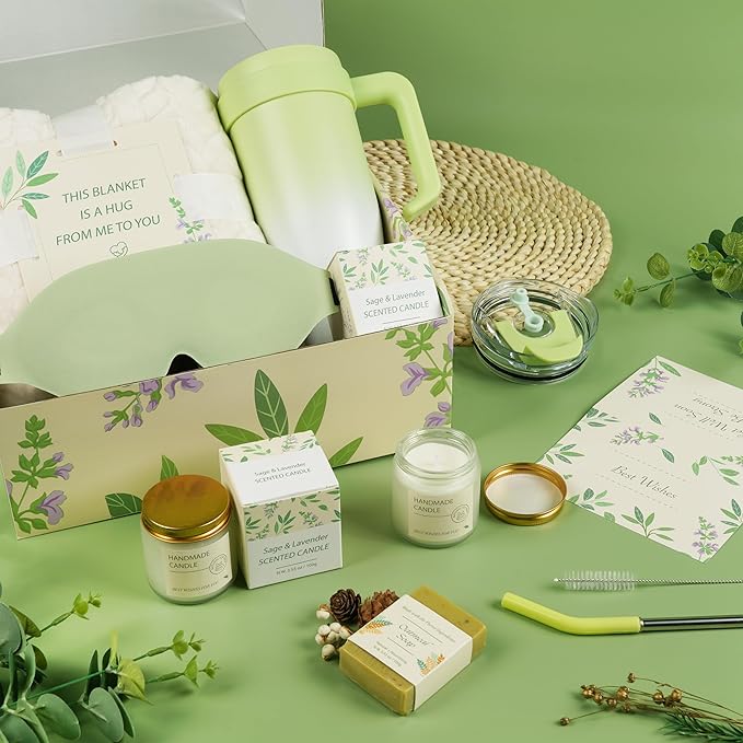 Get Well Gifts for Women – Get Well Soon Gift Baskets for Women, Luxury Self Care Basket with Blanket, 40oz Tumbler, Candle & Soap, Relaxation Package for Her