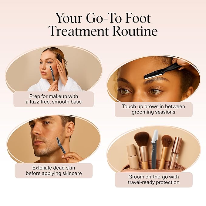 Kitsch Dermaplane Razor for Women Face – Face Razors for Women & Men, Eyebrow Trimmer & Face Shaver – Exfoliating Facial Razor & Skin Care Tool for Smoother Skin - Black, 12 pcs