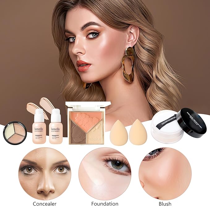All in One Makeup Kit for Women Full Kit, Make Up Gift Set for Teens & Girls, Makeup Essential Bundle Include Foundation Eyeshadow Powder Contour Palette Lipstick Eyeliner Mascara Cosmetic Brush Set