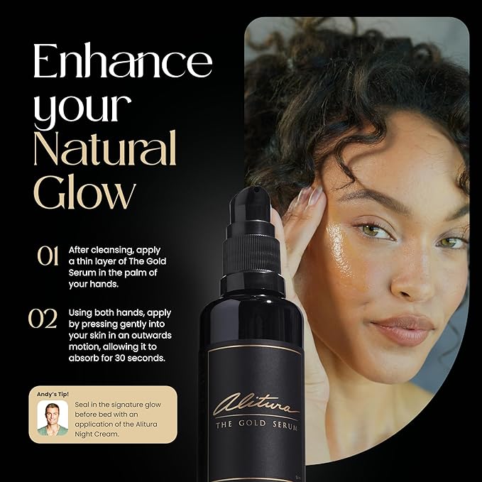 Alitura Anti-Aging Peptide & Collagen Gold Serum for Face – with Vitamin A, CoQ10 & Astaxanthin – Korean-Inspired Hydrating Serum for Wrinkles, Radiance & Firmness – 50ml