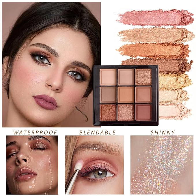 K'APEINE Eyeshadow Palette 9-Colors Nude Eye Shadow Palette Natural Brown Eyeshadows Palette Makeup Cool-Toned Highly Pigmented Eyeshadow for Eyes Long Lasting Naturing-Looking