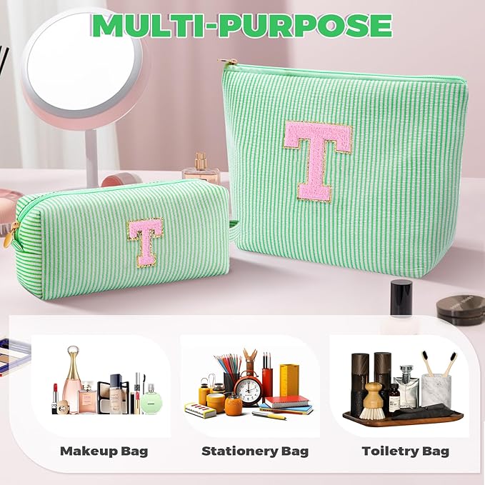 Teacher Appreciation Gifts,Thank You Gifts from Students,Birthday Teacher Retirement Gifts for Women,Teachers Day Gift Ideas,Makeup Bag Set Cosmetic Bag - Green,T