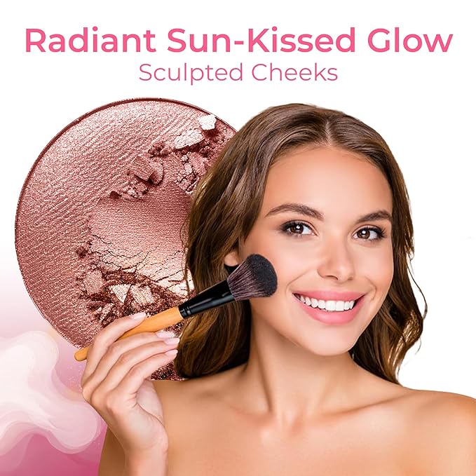 16pc Beginner Mineral Makeup STARTER KIT with 10 BRUSHES(5gm) Sample Size Foundation, Primer, Blush, Bronzer, Setting Powder for Learning, Occasional Use,First Time Users, Travel Size Kit(Deep Tan)