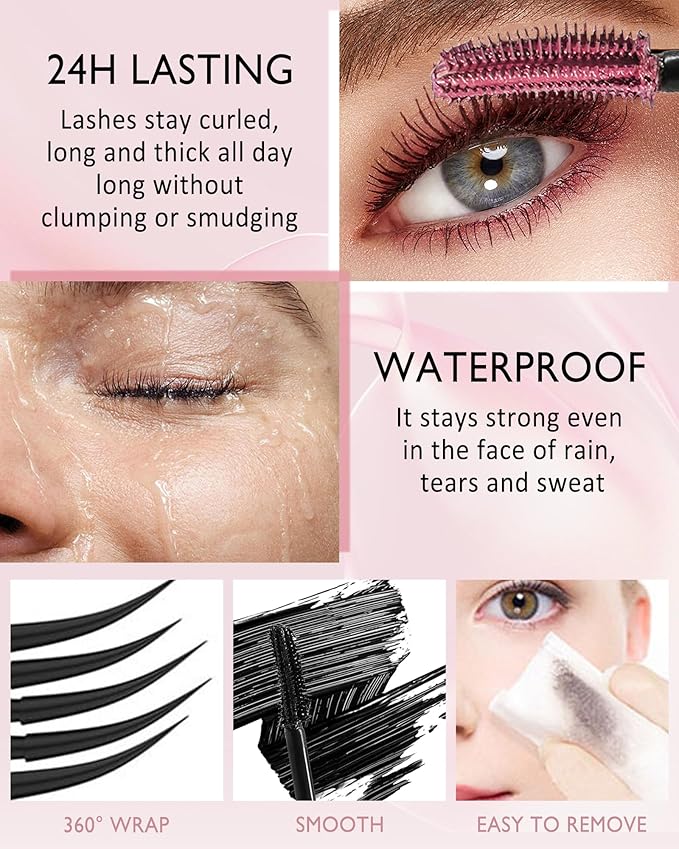 Grey+Blue Waterproof Mascara, Lashes Extension Mascara with Dual-Sided Brush, Great for Lengthening and Volumizing Eyelashes, Colored Tube Máscara Fiber No Clumping, Long Wear, Smudge-Proof -D