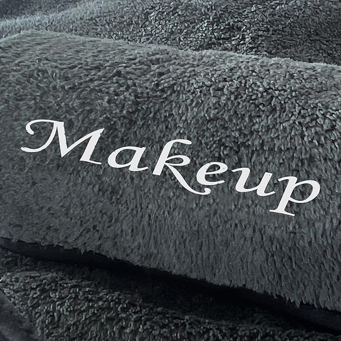 Cosy Family 10 Pack Makeup Remover Wash Cloths - Soft Microfiber Fingertip Facial Cleansing Cloths for Hand and Make Up, 12 x 12 in, Black Grey