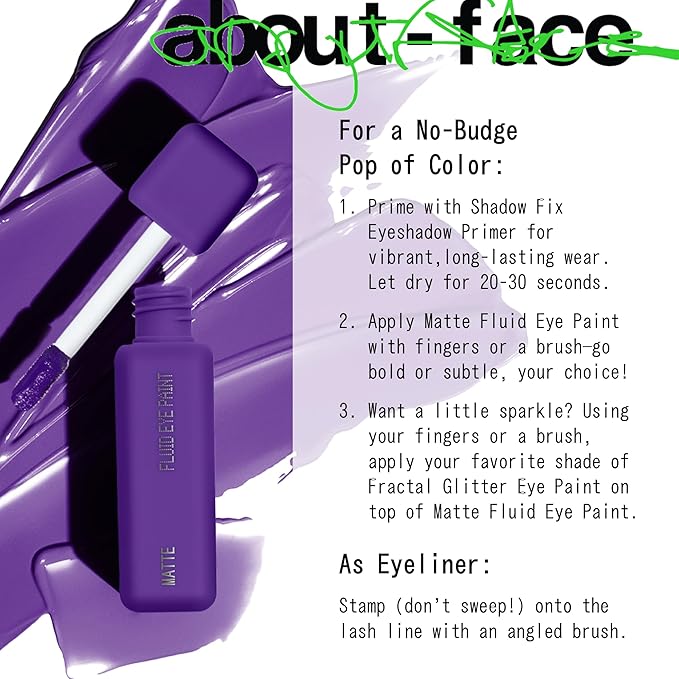 about-face Matte Fluid Eye Paint Morning Glory – High-Pigment Liquid Eyeshadow, Long-Lasting, No-Budge Matte Finish, Vegan & Cruelty-Free (Indigo Purple)