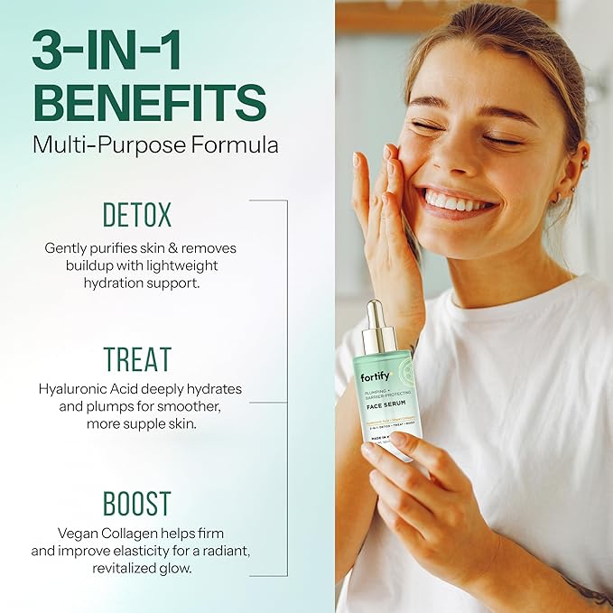 Hyaluronic Acid Serum for Face with Collagen – 3-in-1: Detox, Treat, Boost – Hydrating, Firming, Anti-Aging Serum – Dermatologist Tested Korean Skin Care – Clean Beauty – 1.69 Oz