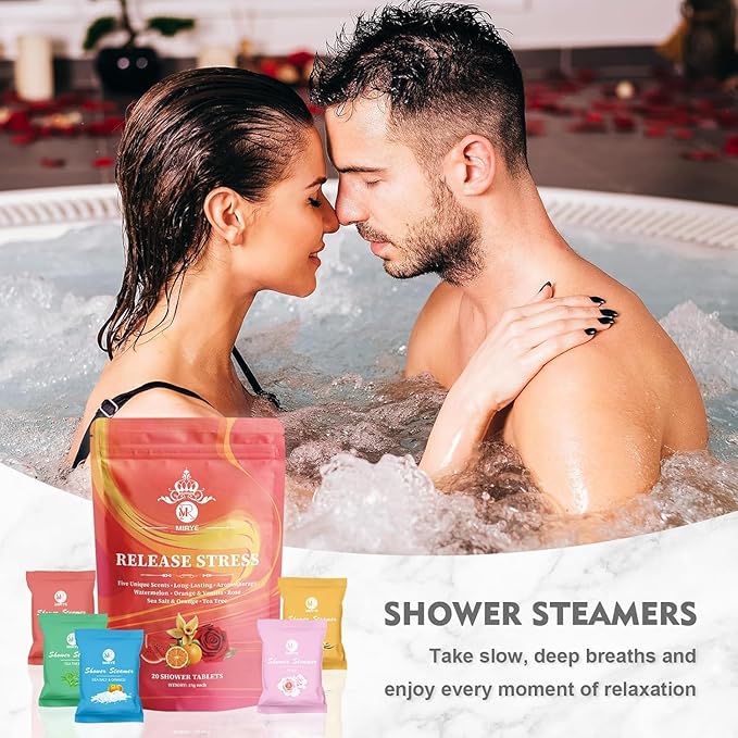 Shower Steamers Aromatherapy - 20 Pack Shower Bombs Aromatherapy Birthday Gifts for Women, Organic Watermelon, Orange & Vanilla, Sea Salt & Orange, Rose, Tea Tree, Gift for Women