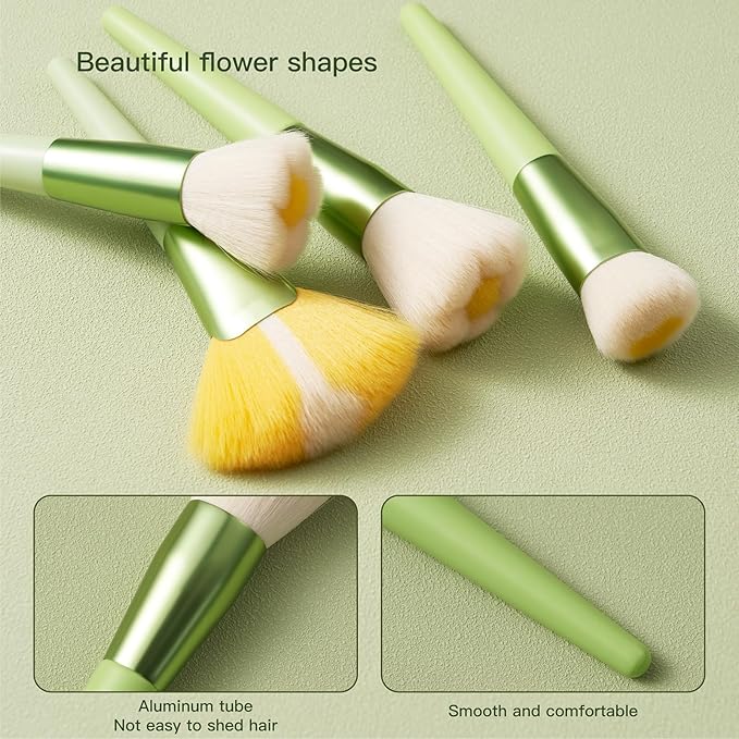 Cute Makeup Brushes for Girls, 14pcs Eye Detail Brush Set Premium Synthetic Super Soft Foundation Face Eyeshadow Lip Fan Brush Set for Teens Girls Women