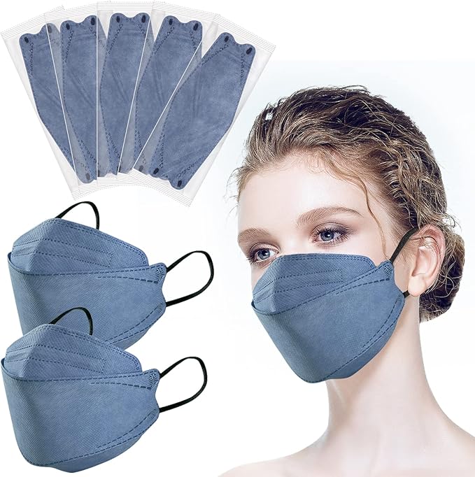 100Pcs KF94 Masks, Individually Wrapped 3D Fish Type Masks for Adult, 4 Layer Protective Face Mask