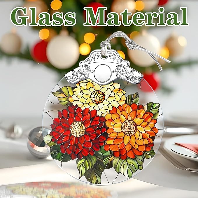 Christmas Ornaments: Stained Glass-Style November Birth Flower Ornament – Christmas Tree Decorations, Holiday Party Gifts, Mother's Day & Birthday Gifts for Women, Mom & Grandma | Birth Flower Gift