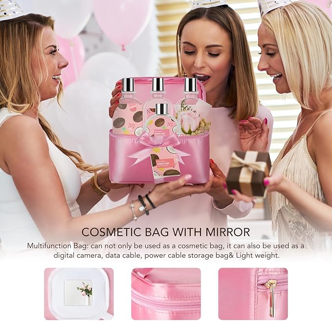 Valentines Day Gifts for Her Spa Basket Bath Gift Basket, Teen Girl Gifts Gift Baskets for Women, Spa Gifts for Women Relax Bath Spa Gifts Self Care Gifts Travel Bag Home Spa Kit