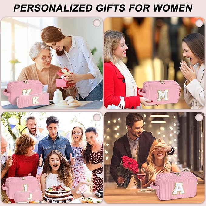 YOOLIFE Initial Travel Makeup Bag Cosmetic Bag - Teen Girl Gifts Trendy Stuff Friend Birthday Gifts for Women Teen Girl Kids