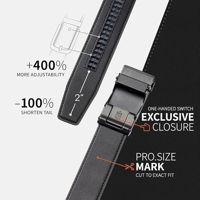 Zitahli Ratchet Belt for Men - 2 Packs Leather Mens belt For Gift Men Dress and Casual,Trim to Fit