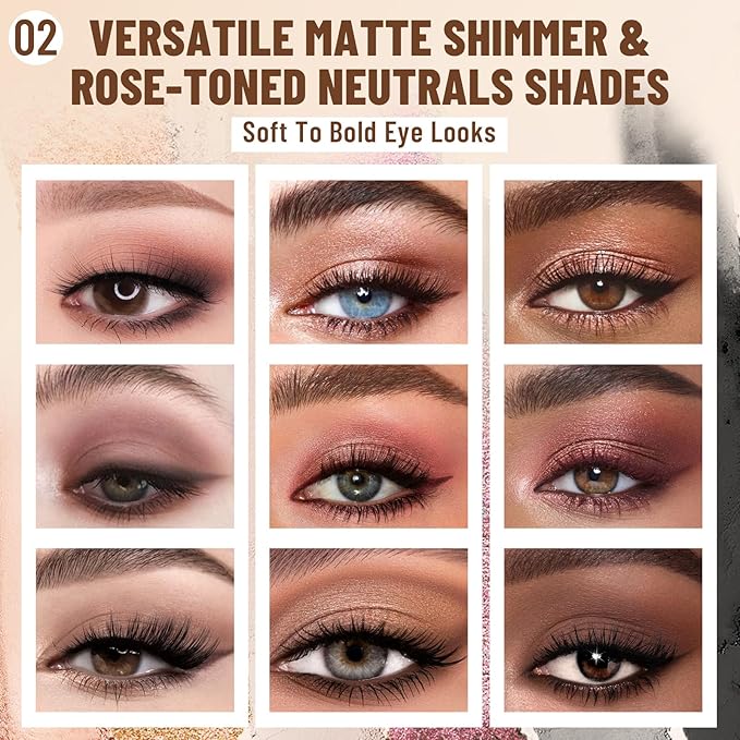 2PCS 6 Colors Mini Eyeshadow Palette Makeup with Brush Set Neutral Nude Eye Shadow Pink & Brown Matte Shimmer Make Up Pallet with Mirror Highly Pigmented Travel Size Gift Kit