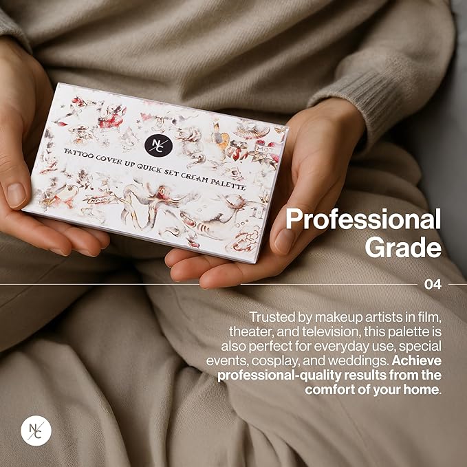 Narrative Cosmetics Tattoo Cover Up Makeup Palette | Quick-Set Waterproof Cream Concealer for Tattoos, Scars & Blemishes | Long-Lasting, Smudge-Proof Formula for All Skin Tones