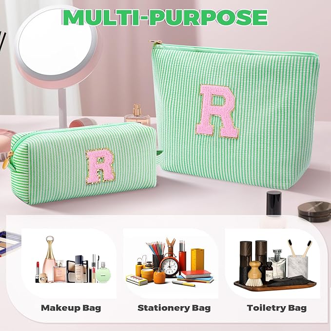 Personalized Anniversary Wife's Birthday Gifts,Mothers Day Gifts for Women,Wife Gifts from Husband,Cool Birthday Gifts for Wife,Makeup Bag Set Cosmetic Bag for Teen Girls - Green,R