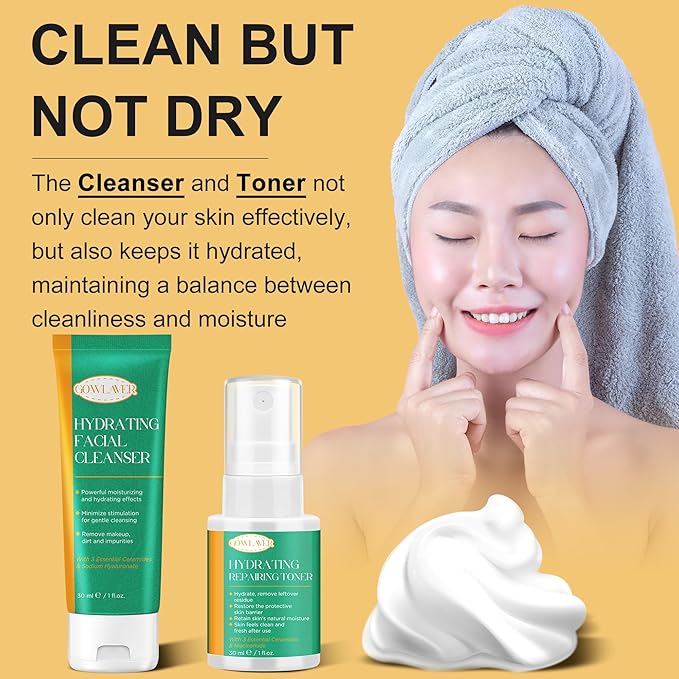 Skin Care Set for Women Teen 6 Pcs - Hydrating & Anti-Aging Facial Routine Skincare Products,Cleanser,Toner,Retinol Serum,Niacinamide Hyaluronic Acid Serum & Face Cream - Gifts Women Christmas