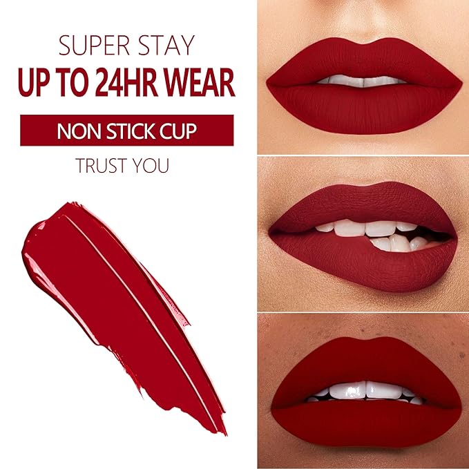 MAKI YIKA Red Lipstick for Women Color Stay Long Lasting Lipsticks Smudgeproof Matte Liquid Lipstick Transferproof Cruelty-Free Lip Color |Trust You