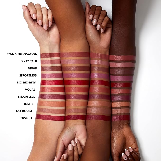 e.l.f. O Face Satin Lipstick, Richly Pigmented, Nourishing & Long-Lasting Creamy Lipstick, Infused With Jojoba, Vegan & Cruelty-Free, Hustle