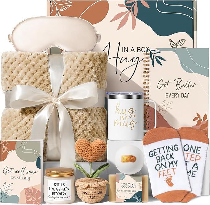 Get Well Gifts for Women After Surgery Recovery, Get Well Soon Gift Baskets for Women Chemo Care Package, Thinking of You Cancer Care Gifts for Sick Friends, Feel Better Encouragement Comfort Gift Box