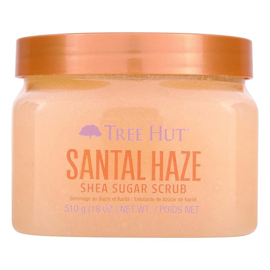 Tree Hut Santal Haze Shea Sugar Scrub, Exfoliating, Hydrating & Moisturizing Body Scrub with Shea Butter & Nourishing Essential Oils, Smooth & Soften Skin, 18 oz