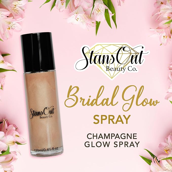 StansOut Beauty Co Bridal Glow Setting Spray | Dewy Illuminating Face Mist Fixing Spray for Makeup Finish | Long-Lasting Makeup Setting Spray for Face Paint, Dewy Finish, and Mature Skin 120ml