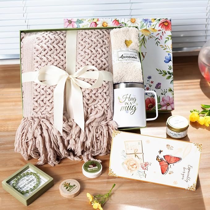 Self Care Gifts for Women - Spa Gift Box with Blanket, Candle, Tumbler, Bracelet - After Surgery Get Well Soon Gift Basket for Mom, Wife, Sister, Friend, Birthday, Sympathy, Thinking of You, Recovery