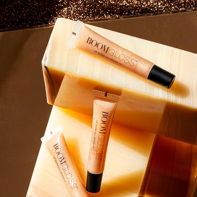 Boom Gloss ™ Non-Sticky, Hydrating Lipgloss for Radiant Shine, Moisturizing Lip Gloss with Olive Squalene, Rosehip Oil, Kukui Seed Oil, Sheer, Natural Finish - Peach Nude Tint