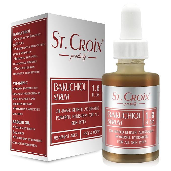 Bakuchiol Face and Body Serum with Highest‑Grade Sytenol A and Vitamins C and E, Hydrating Oil for Radiant, Youthful Skin, Gentle Retinol Alternative, 1 oz