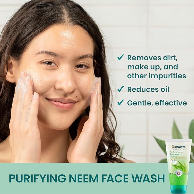 Himalaya Purifying Neem Face Wash, Normal to Oily Skin with Turmeric, Vegan, Soap Free, Paraben Free, Dermatologically Tested, SLS/SLES Free, 5.07 Fl Oz., 150 mL, 2 Pack