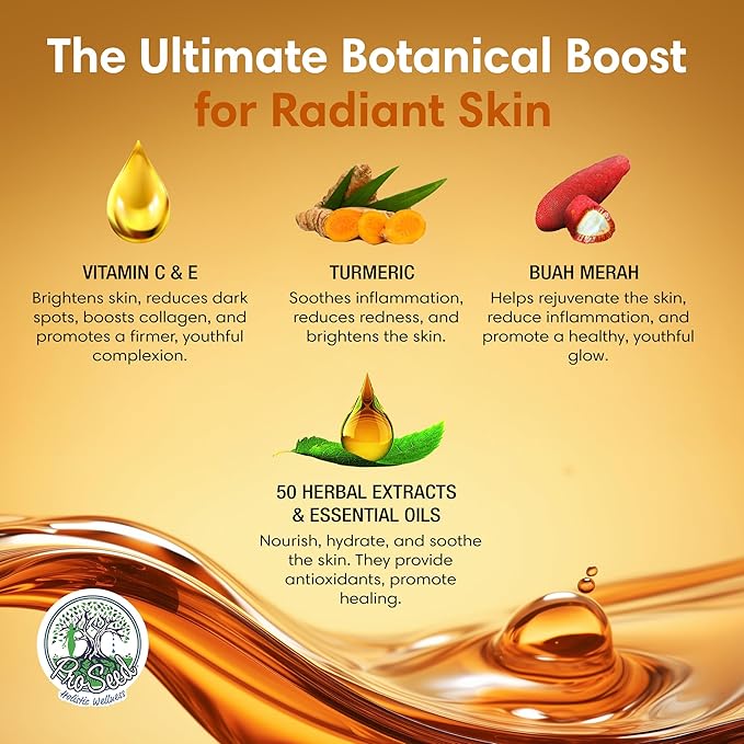 LETHE Vegan Botanical Face Serum – Vitamin C & 50 Natural Extracts & Essential Oils – Improves Skin Tone, Firmness & Smoothness – Natural Skincare for Dark Spots & Uneven Skin Tone – 1oz