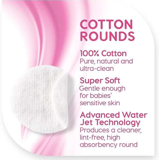 Medline Simply Soft Cotton Rounds (300 Count), 100% Cotton Absorbent and Textured Cotton Pads, Lint-Free
