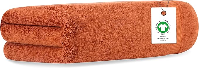Delara Organic Cotton Luxuriously Plush Bath Towel | GOTS & OEKO-TEX Certified | Premium Hotel Quality Towels | Feather Touch Technology | 650 GSM Long Staple|Soft, Quick Dry & Ultra-Absorbent 30"x58"