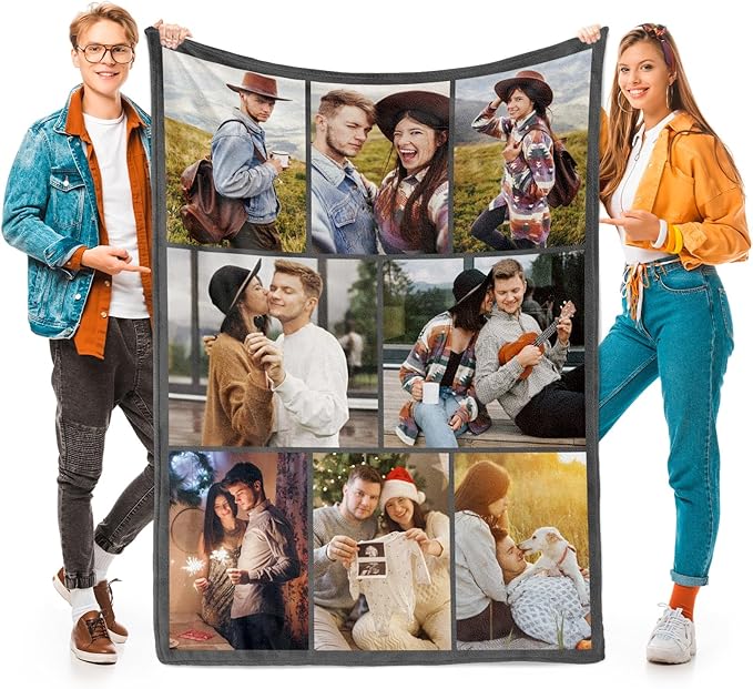 Custom Blanket with Picture Text Customized Thow Blanket Personalized Blankets Customize Gifts for Mom Dad Couple Girlfriend Boyfriend Wife Husband