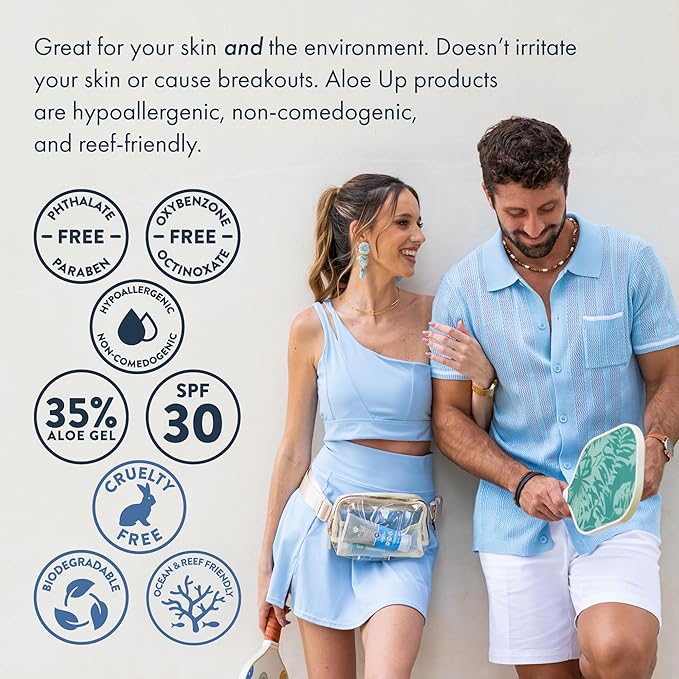 Aloe Up Sport Sunscreen Lotion SPF 15 - Broad Spectrum UVA/UVB Sunscreen Protector for Face and Body - With Hydrating Aloe Vera Gel - Non-Greasy - No White Cast - Reef Safe - Fragrance-Free - 6 Oz
