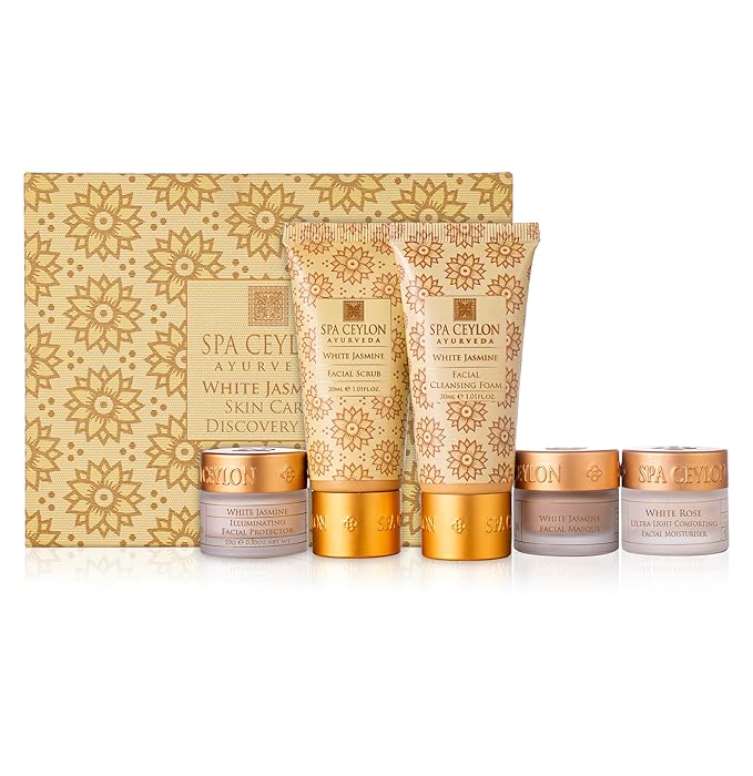 SPA CEYLON WHITE JASMINE SKIN CARE DISCOVERY SET | Travel Size Face Care Set | Organic | For Normal to Dry Skin