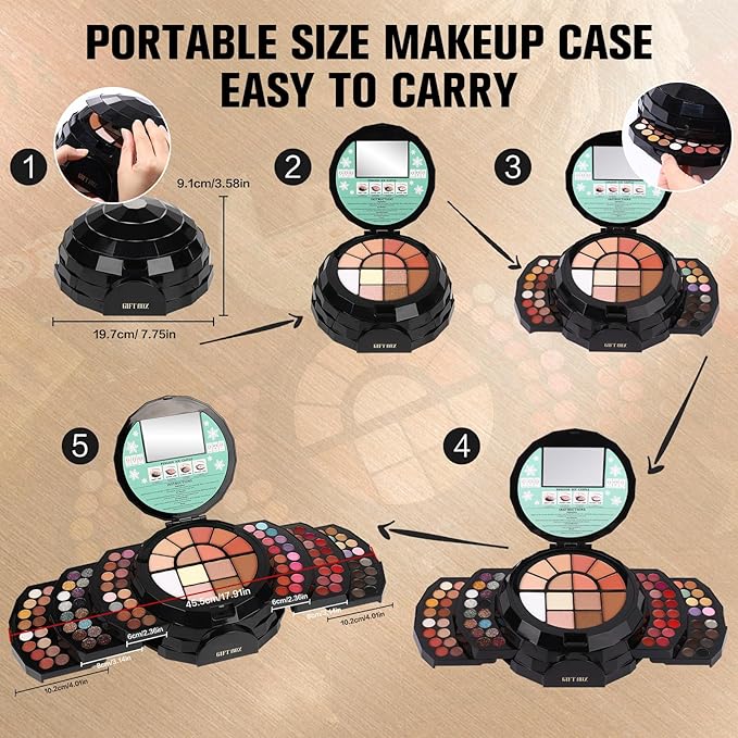 110 Colors Makeup Kit for Women Girl Full Kit Gift Set with Mirror All in One Make up Palette Included Eyeshadow Glitter Lipstick Concealer Eyeliner Eyebrow Highlighter Contour Blusher Compact PowderN