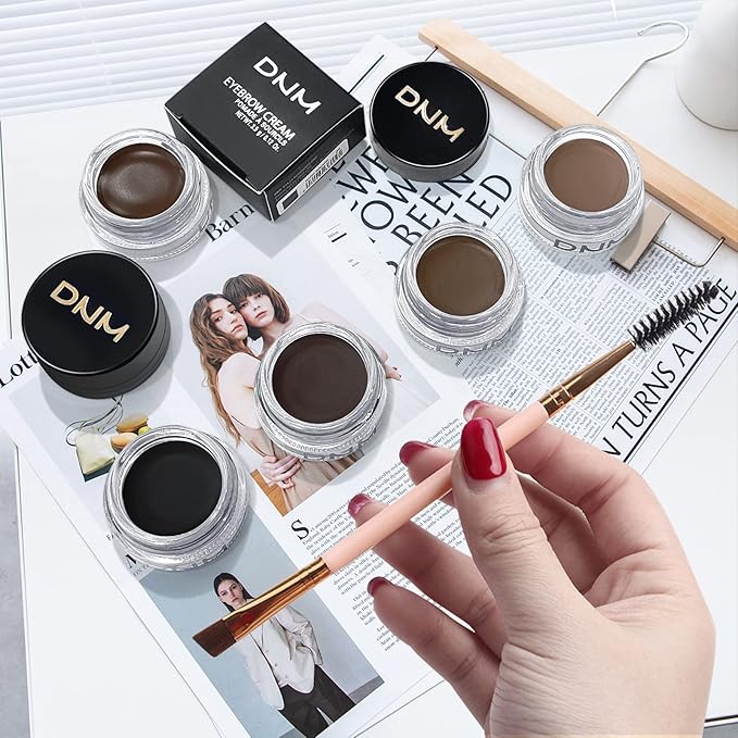 Eyebrow Pomade Kit with Dual-ended Eyebrow Brush, Water and Stain Resistant High Pigment Pomade, Corrects Brow Imperfections for Natural Long-lasting Brow Makeup (11# Black)