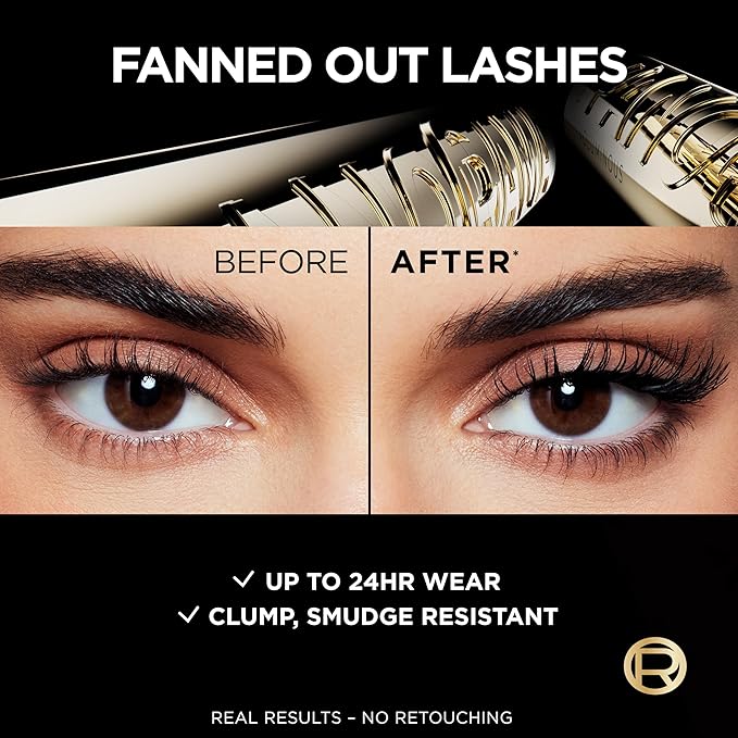 L'Oreal Paris Voluminous Panorama Mascara, Volumizing and Lengthening Mascara, Waterproof Longwear and Smudge Resistant Make Up, Black, 0.33 Fl Oz