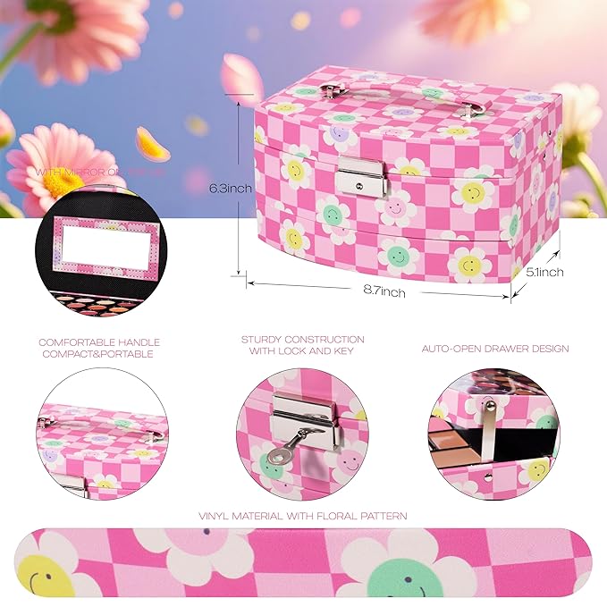 Hot Sugar Girls Makeup Kit for Birthday Gift, Christmas Makeup Set for Teens 10 12 13 16 Includes Real Cosmetics and Makeup Tools (Floral)