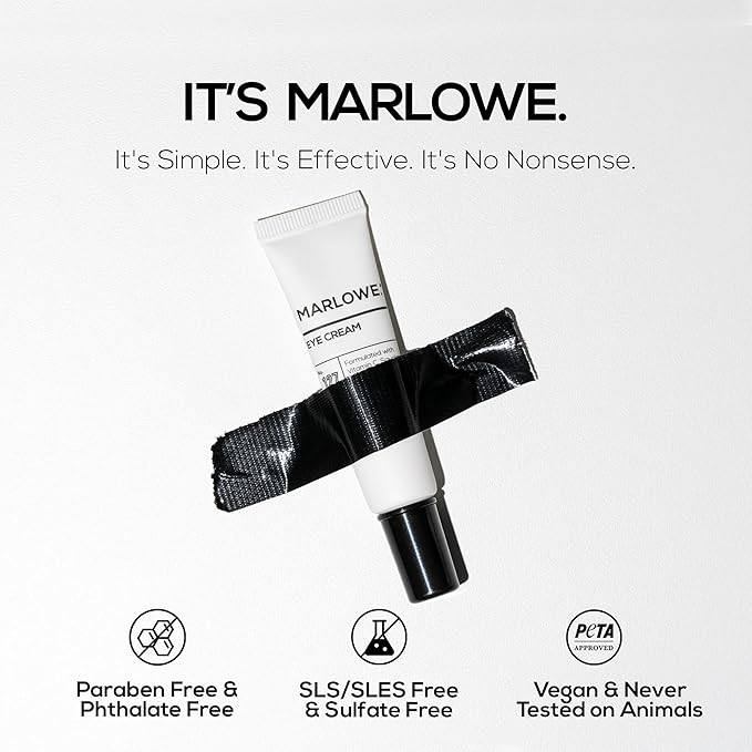 MARLOWE. No. 127 Mens Eye Cream with Vitamin C, Caffeine and Moisturizing Squalane for Puffiness, Wrinkles & Dark Circles, Targeted Under Eye Skin Care, 0.5 FL Oz